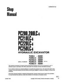 Komatsu PC200-6,PC200LC-6,PC210LC-6,PC220LC-6,PC250LC-6 Excavator Service Manual