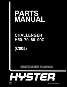 Hyster CHALLENGER H60-70-80-90C C005 Forklift Parts Manual Catalog Diagram Book