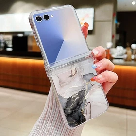 Marble Case For Samsung Galaxy Z Flip7 FE Flip6 Flip5 Flip4 3 With Hinge Cover