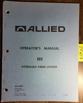 P-2308 ALLIED Hydraulic Farm Loader Owners Operators Manual
