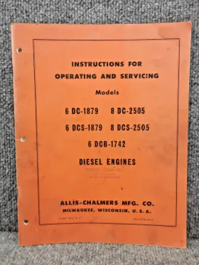 1511-E ALLIS-CHALMERS Dcs Diesel Engine Operating Servicing