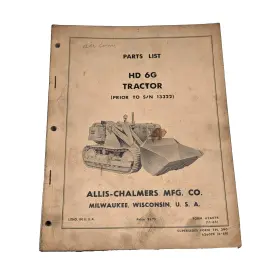 626074 ALLIS-CHALMERS Tractor Crawler Loader Book Prior