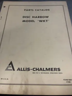 9001348 ALLIS-CHALMERS Wkt Disc Harrow Catalog Manual