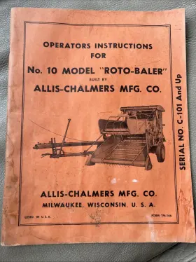 C-101 ALLIS-CHALMERS Operating Repair Illustrations Roto