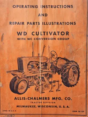 TM-10F ALLIS-CHALMERS Wd Cultivator Operating Manual Repair #2
