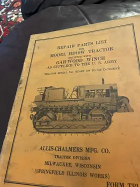 TPL-143 ALLIS-CHALMERS Repair Tractor Equipped Garwood Winch
