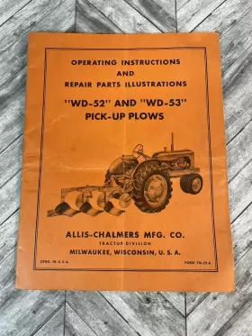WD-53 ALLIS-CHALMERS Up Plows Operating Repair