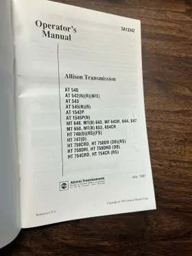 SA1334Z ALLISON Ht Transmission Operators Manual #2