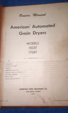 1706T AMERICAN AUTOMATED GRAIN DRYERS Owners Manual