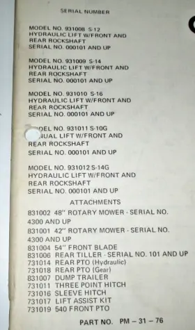 S-14G ARIENS Garden Tractor Manual Catalog #2