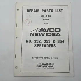986429 AVCO NEW IDEA Manure Spreader Manual Catalog