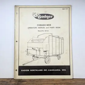 307350 BADGER Forage Box Operators Manual Book
