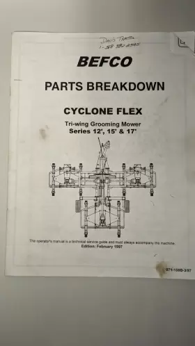961-159B BEFCO Cyclone Flex Wing Mower Operator Manuals Gc #2