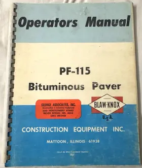 PF-115 BLAW-KNOX Construction Operators Manual Bituminous