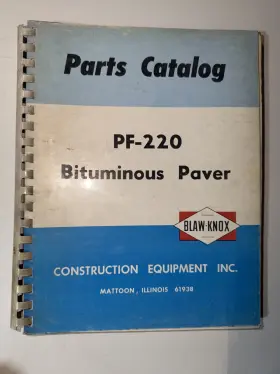 PF-220 BLAW-KNOX Bituminous Paver Book Catalog Manual