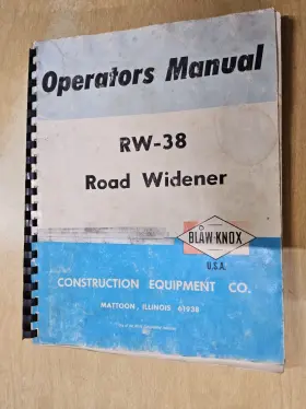 RW-38 BLAW-KNOX Road Widener Operators Manual
