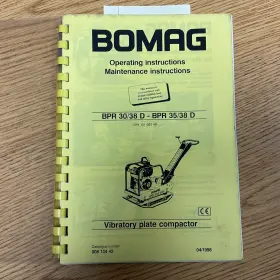 00813442 BOMAG Operation Manual Plate Compactor Vibratory