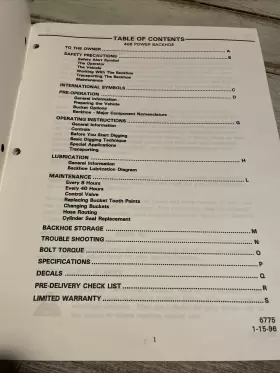 OM552 BRADCO Power Backhoe Operator Manual Book #2