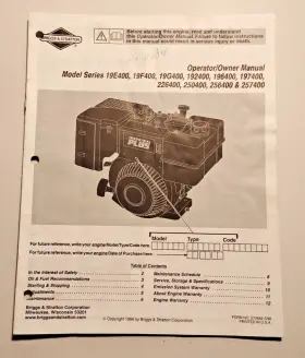 19E400-256400 BRIGGS STRATTON Operators Manual