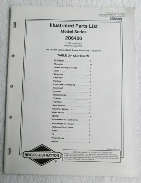 206400 BRIGGS STRATTON Engines Illustrated Manual