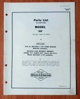 309611 BRIGGS STRATTON Illustrated Nos