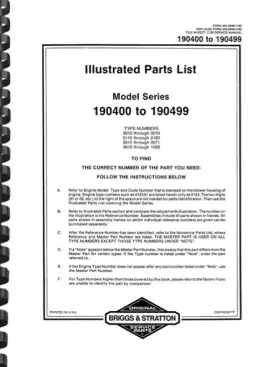 910499 BRIGGS STRATTON Illustrated