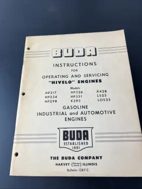 1387-C BUDA Hivelo Engines Service Manual Gas Auto