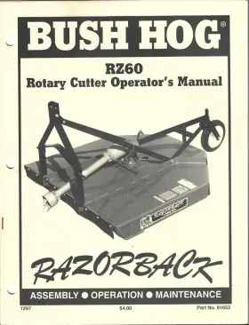 RZ60 BUSH HOG Rotary Cutters Operators Owners Manual