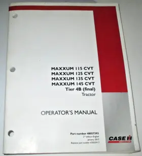 145CVT CASE IH Maxxum Cvt Tier Tractor Operators Manual