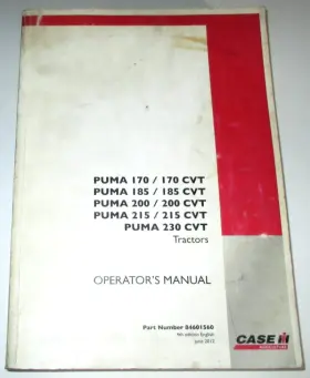 230CVT CASE IH Puma Cvt Tractor Operators Manual