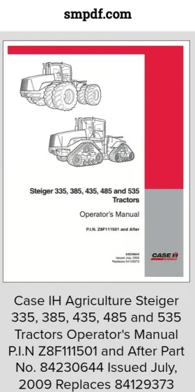 Z8F111501 Agriculture Steiger Tractors Operators Manual