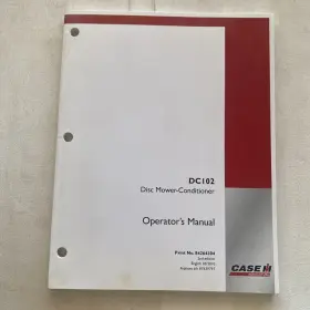 DC102 CASEIH Disc Mower Conditioner Operators Manual