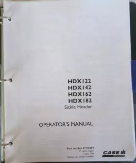 HDX142 CASEIH Sickle Header Service Manuals Operator