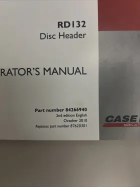 RD132 CASEIH Disc Header Manual Operator #2