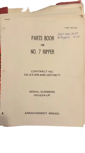 12G1224-UP CATERPILLAR Cat Ripper Book