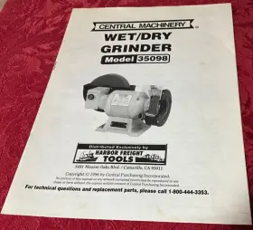 35098 CENTRAL MACHINERY Grinder Owners Manual