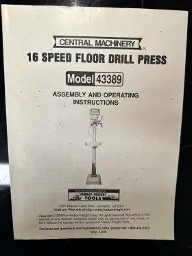 43389 CENTRAL MACHINERY Floor Drill Press Operator Manual