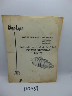 S-102-F CHAR-LYNN Power Steering Unit Owners Manual