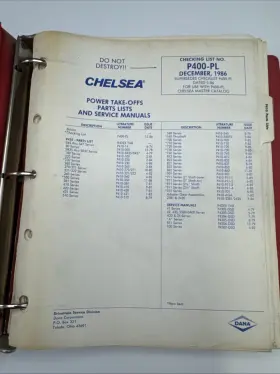 P400-PL CHELSEA Dana Service Repair Manual Catalog Binder
