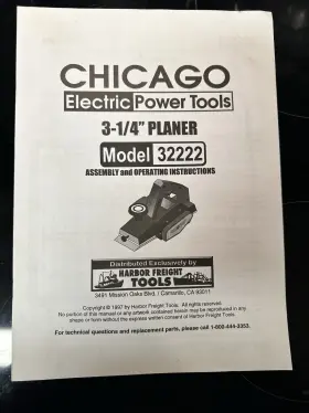 32222 CHICAGO Planer Operator Manual