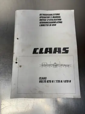 870H CLAAS Volto Tedder Operators Manual