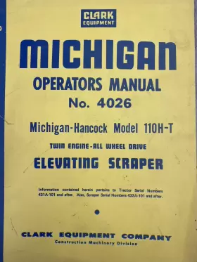 110H-T CLARK Michigan Operators Manual Hancock Scraper #2