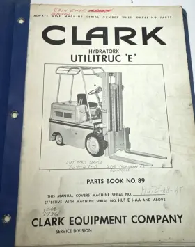 150B CLARK Forklift Hydratork Utilitruc Fteft Book