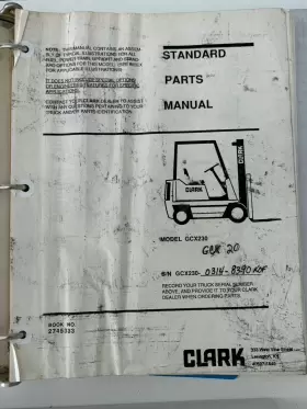 2745333 CLARK Forklift Manual Book