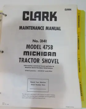 475B CLARK EQUIPMENT Manual Michigan Tractor Shovel #2