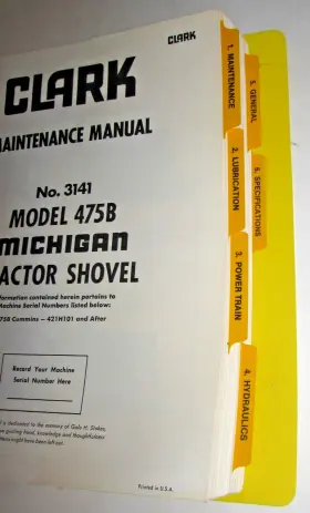 475B CLARK EQUIPMENT Manual Michigan Tractor Shovel #3