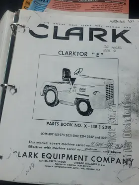 X-138E CLARK Clarktor Towing Tractor Manual Book