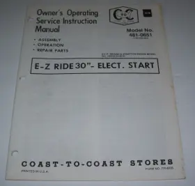 481-0651 COAST-TO-COAST STORES Ride Electric Start Mower