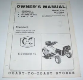 481-0784 COAST-TO-COAST STORES Lawn Mower Rider Operating
