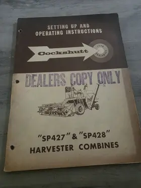 SP428 COCKSHUTT Setting Up Operating Instruction Manual